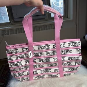 PINK Victoria’s Secret White Canvas Logo Tote Bag
